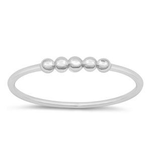 Sterling Silver Bead Ring 925 Fashion Band